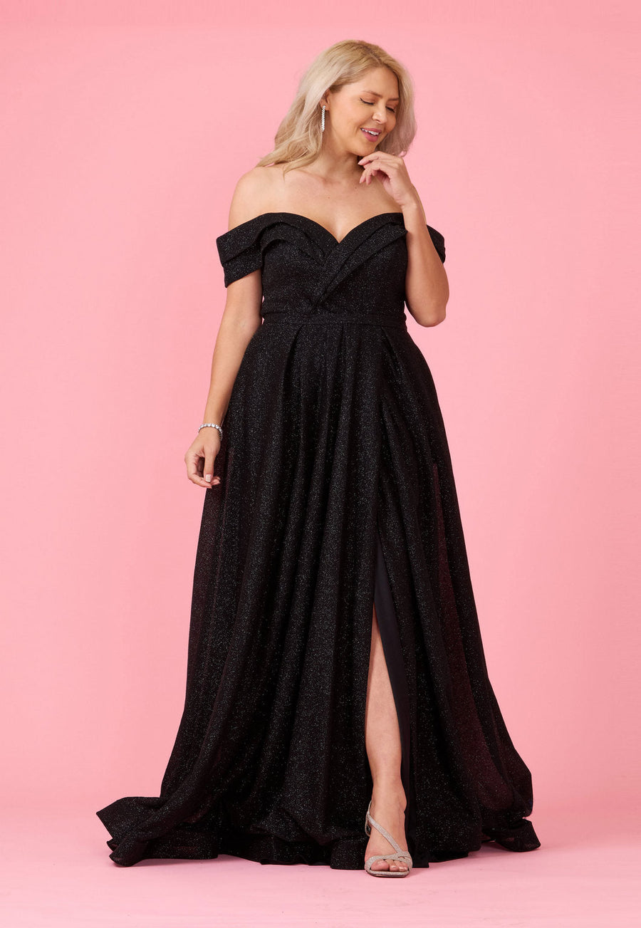 Long Off Shoulder Glitter Prom Dress Wholesale