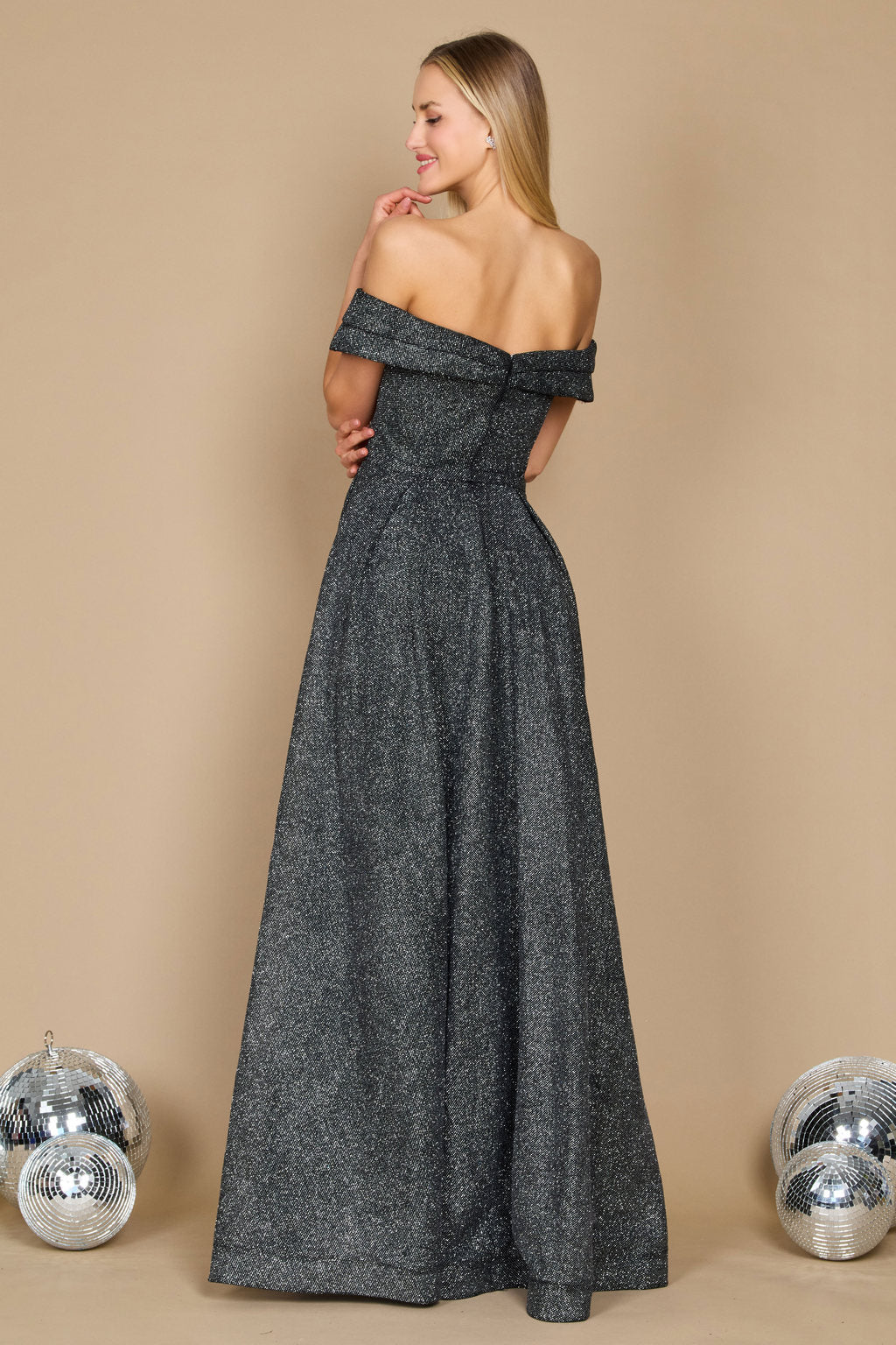 Long Off Shoulder Glitter Prom Dress Wholesale