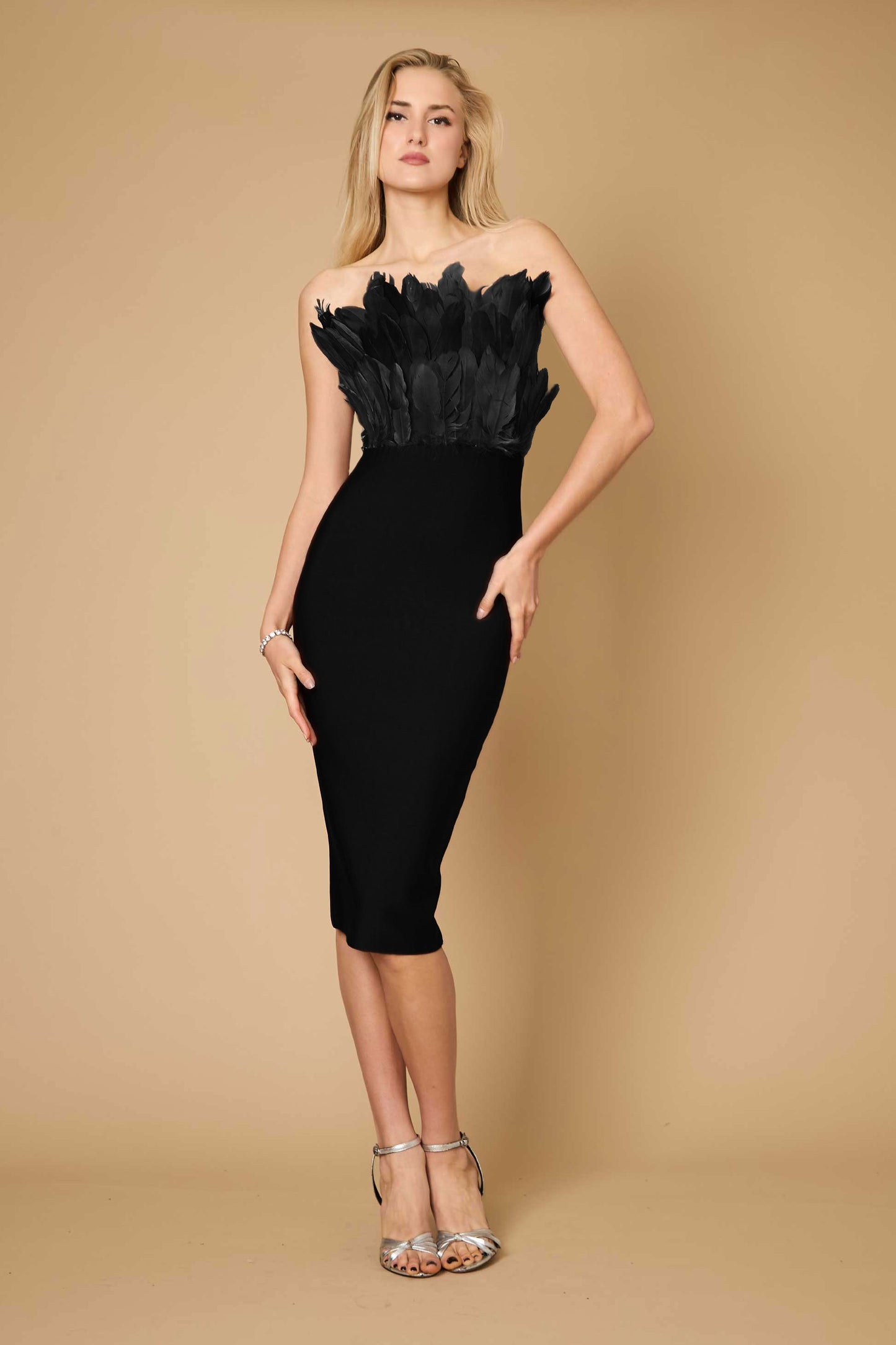 Bodycon Bandage Short Feather Formal Wholesale