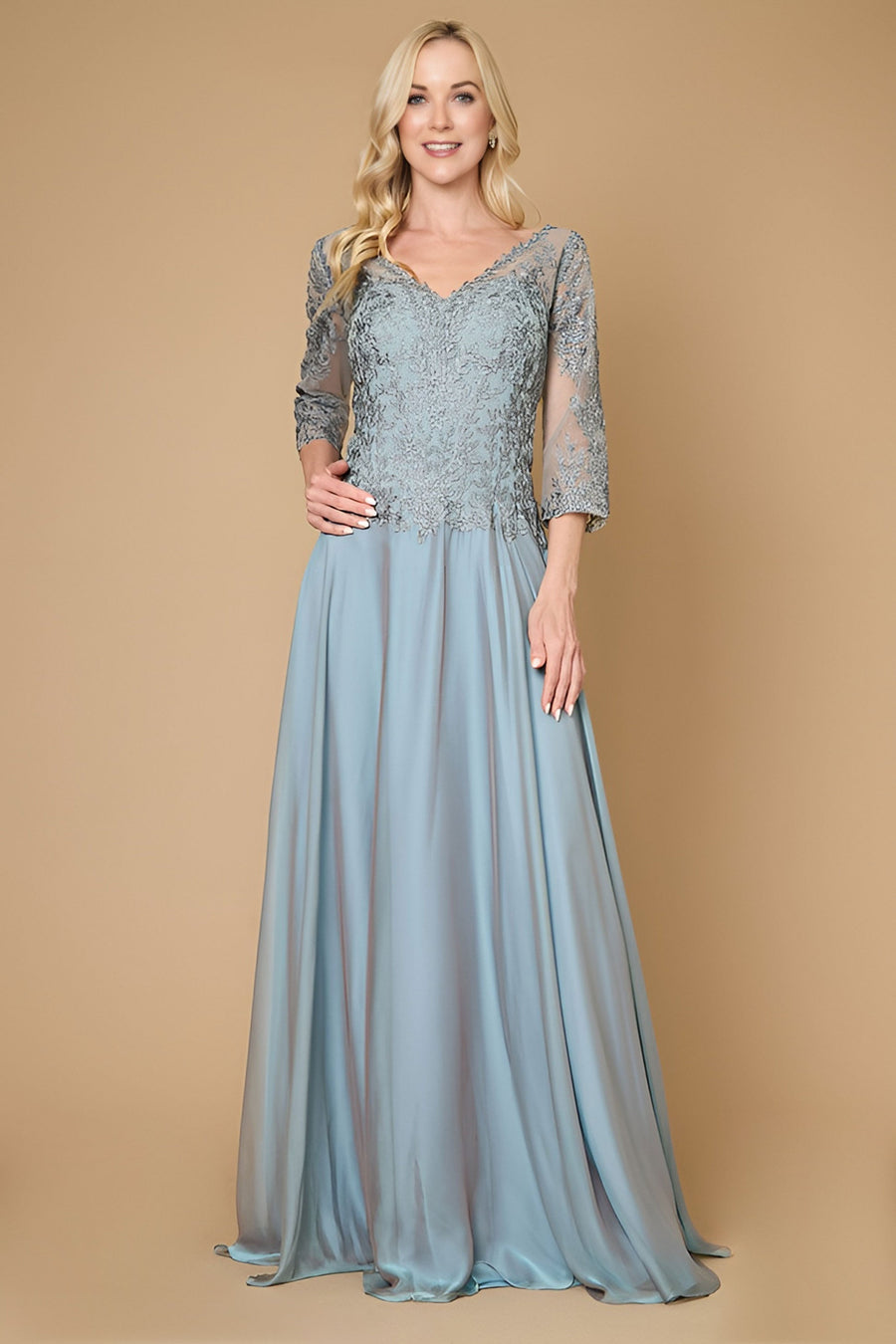 Long Sleeve Formal Mother of the Bride Lace Dress Wholesale