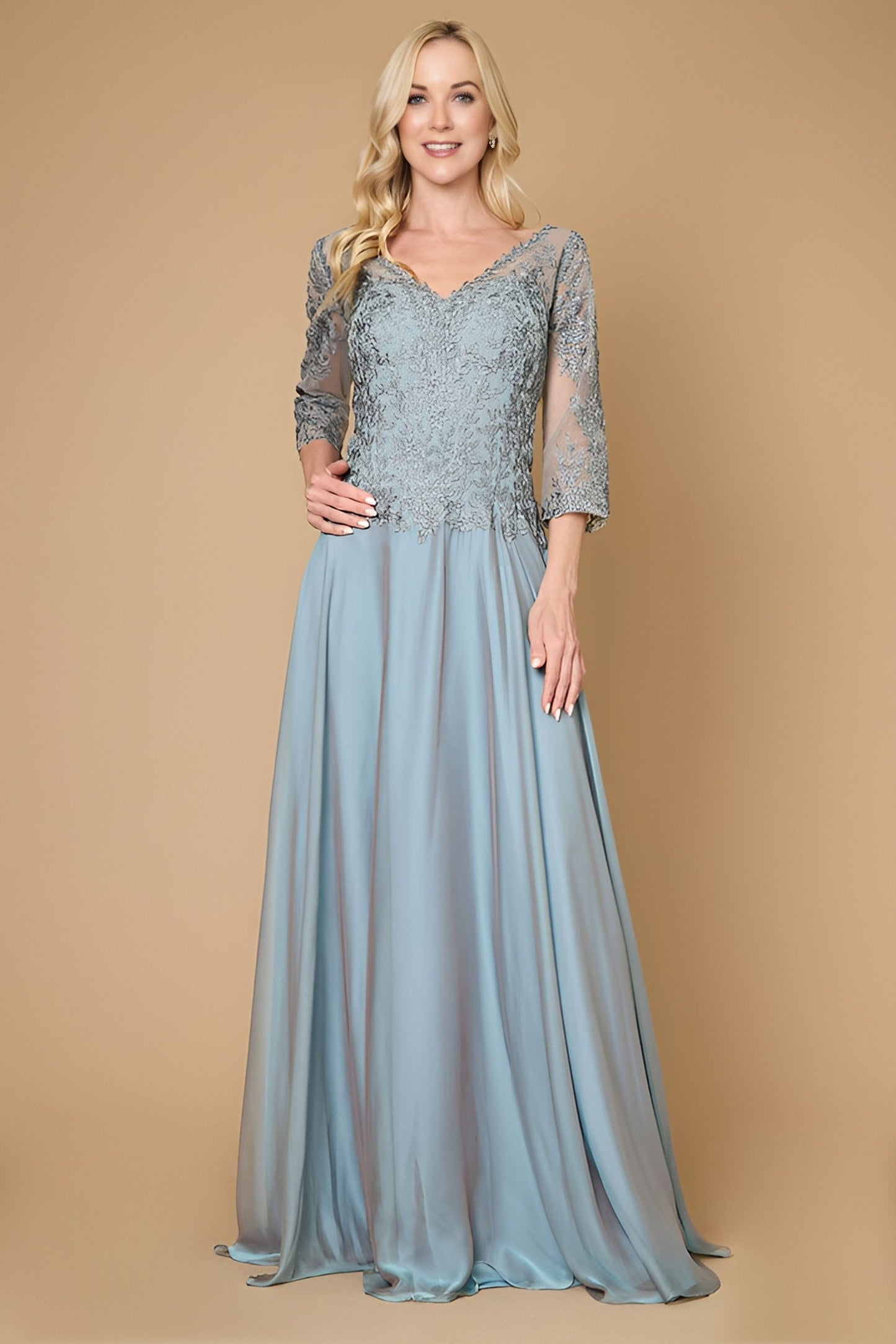 Long Sleeve Formal Mother of the Bride Lace Dress Wholesale
