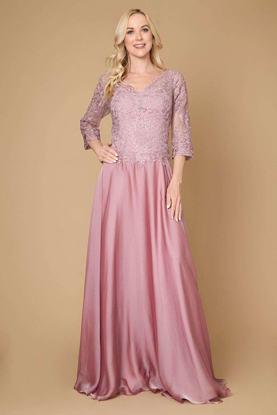 Long Sleeve Formal Mother of the Bride Lace Dress Wholesale