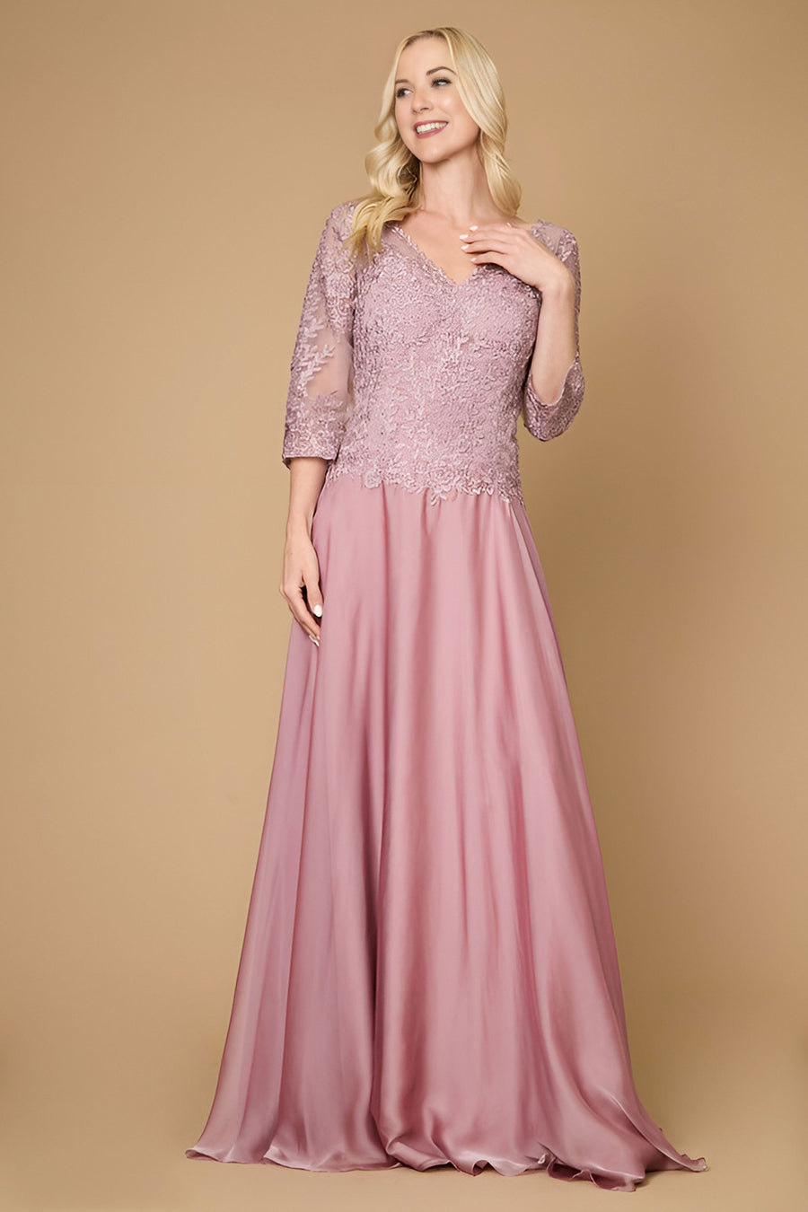 Long Sleeve Formal Mother of the Bride Lace Dress Wholesale