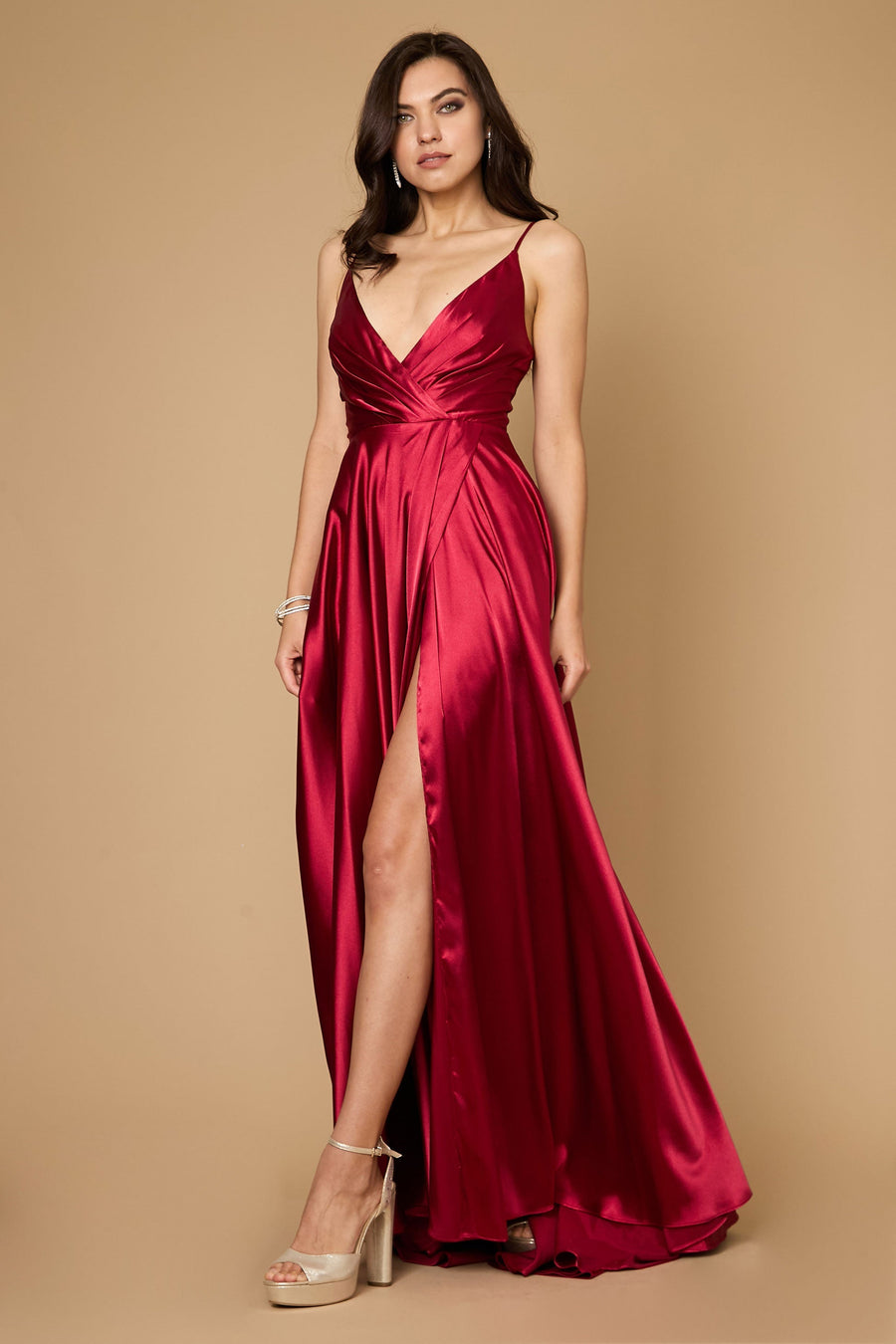 Long Flowy Satin Formal Prom Party Dress Wholesale