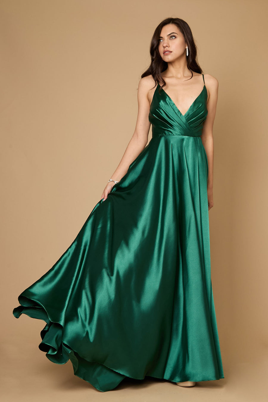 Long Flowy Satin Formal Prom Party Dress Wholesale