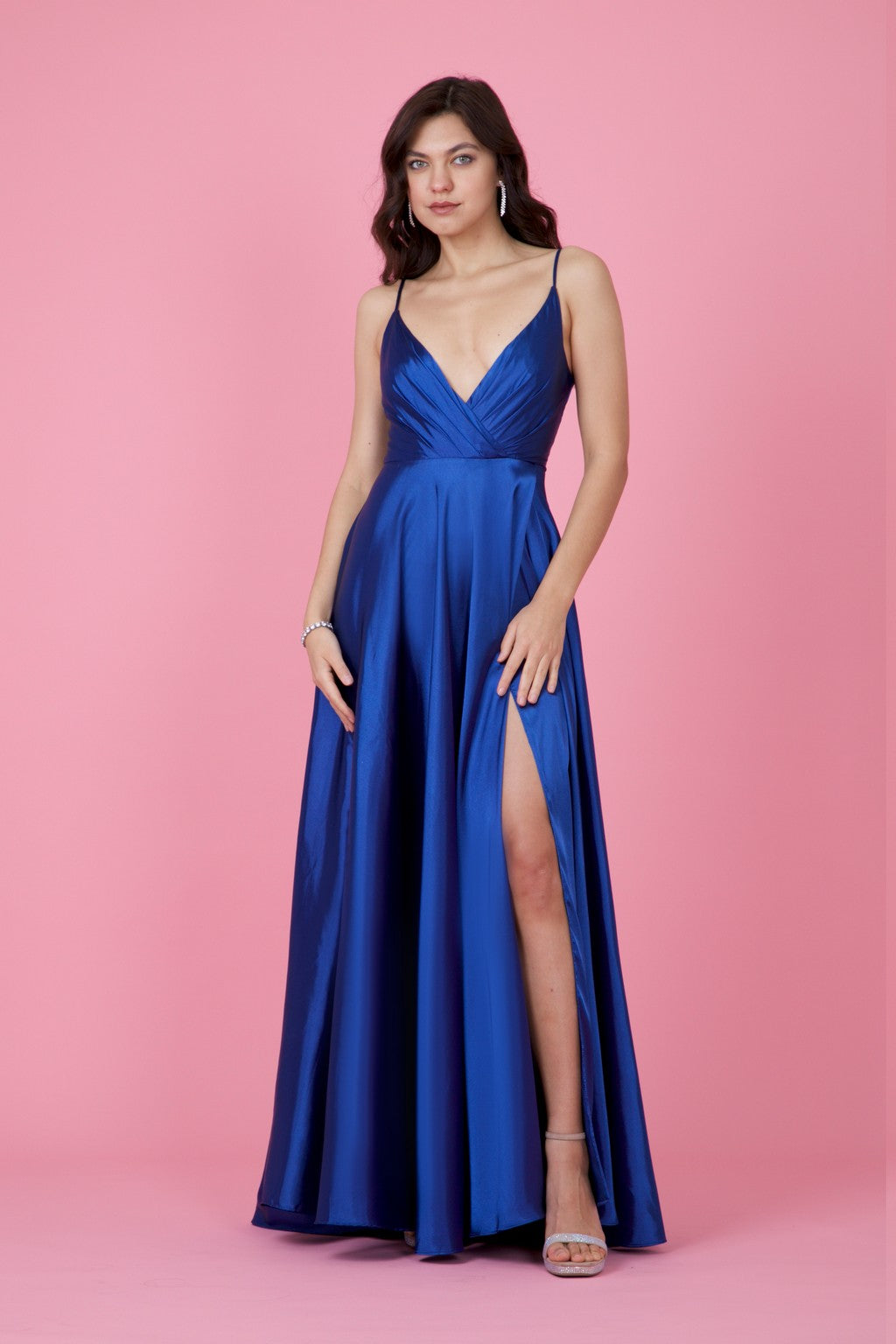 Long Flowy Satin Formal Prom Party Dress Wholesale