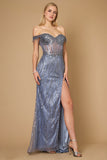 Fitted Off Shoulder Sequin Prom Formal Dress Wholesale