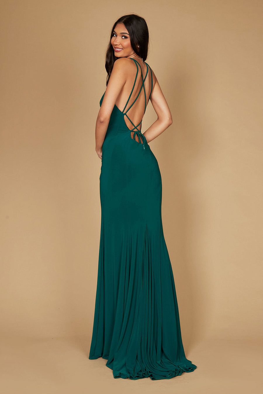 Long Fitted Open Back Jersey Prom Dress Wholesale