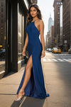 Long Fitted Open Back Jersey Prom Dress Wholesale