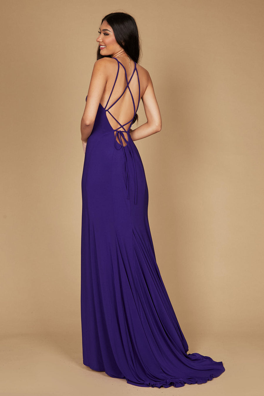 Long Fitted Open Back Jersey Prom Dress Wholesale