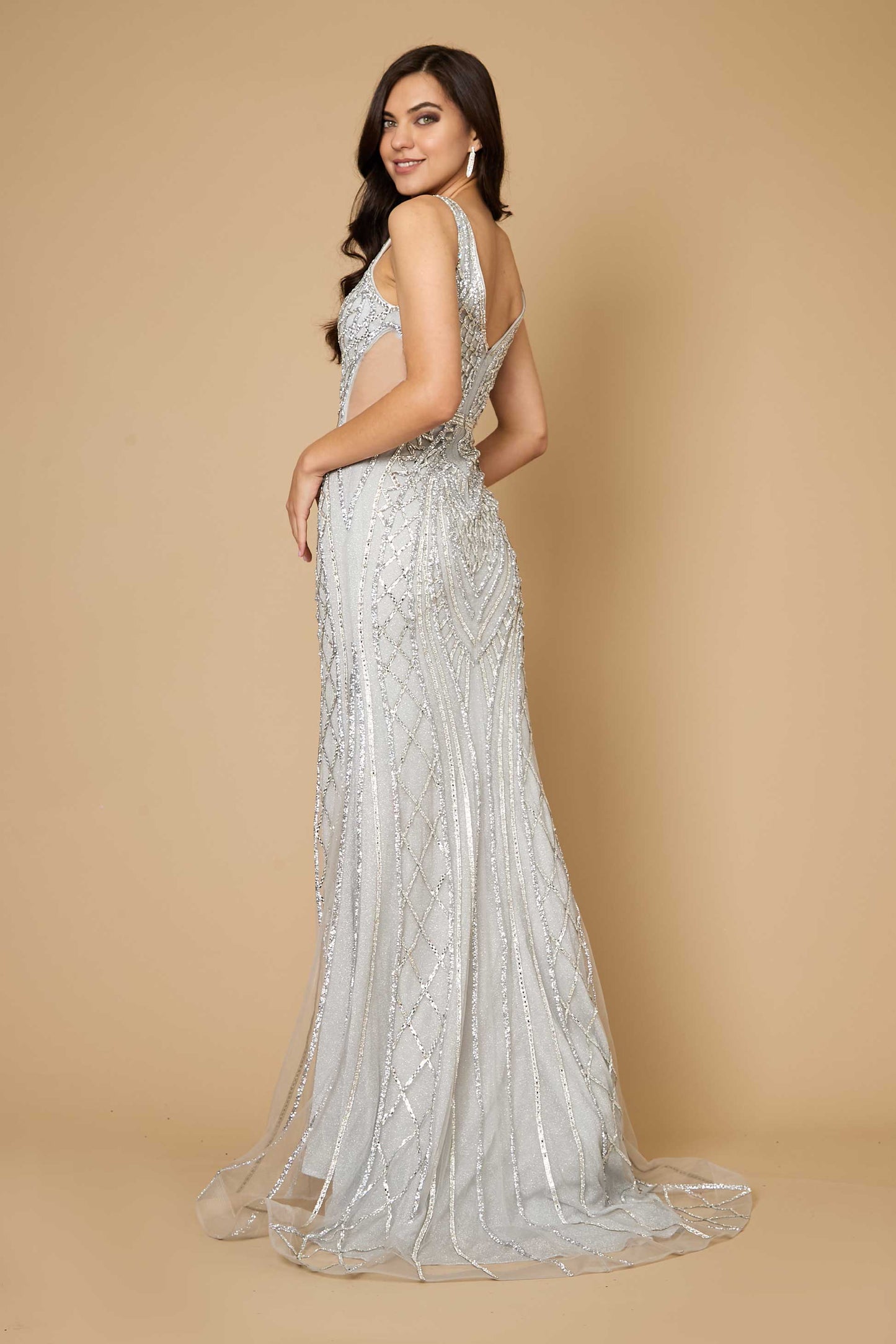 Long Hand Beaded Couture Sequin Formal Dress Wholesale
