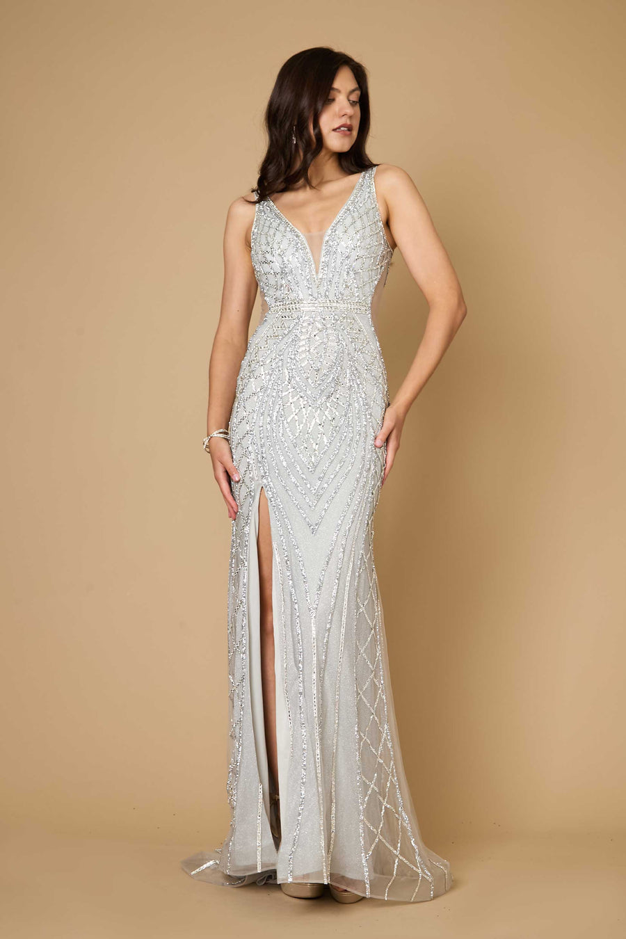 Long Hand Beaded Couture Sequin Formal Dress Wholesale