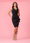 Cocktail Dresses Short Cocktail Dress Compression Stretch Ruffle Detail Black