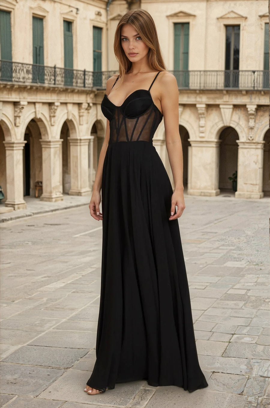 Long Chiffon Corset Formal Prom Dress Wholesale