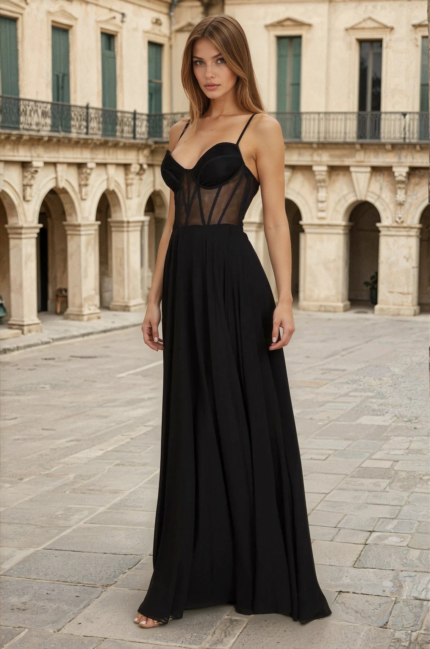 Long Chiffon Corset Formal Prom Dress Wholesale
