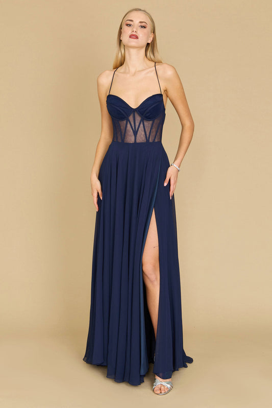 Long Chiffon Corset Formal Prom Dress Wholesale