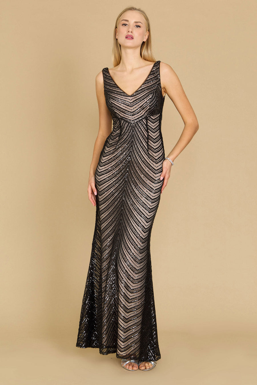 Long Formal Fitted Black Tie Evening Dress Wholesale