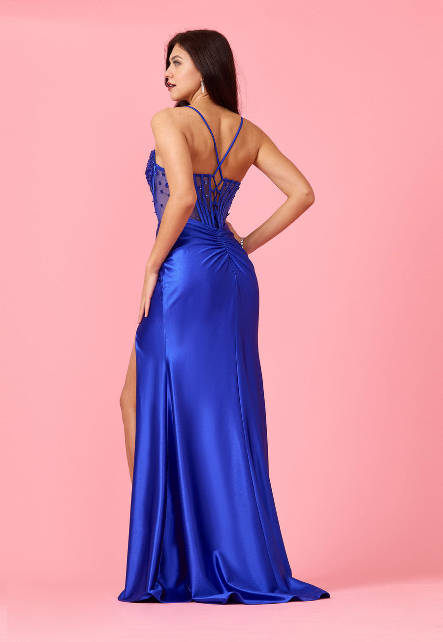 Long Beaded Formal Corset Prom Dress Wholesale