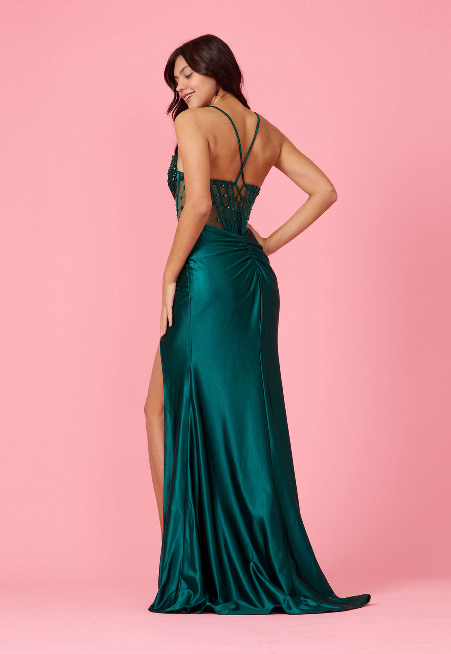Long Beaded Formal Corset Prom Dress Wholesale