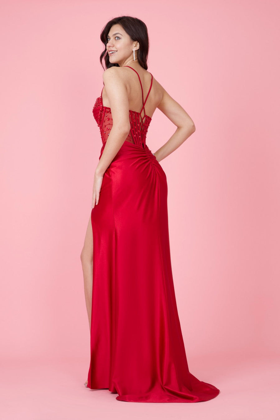 Long Beaded Formal Corset Prom Dress Wholesale