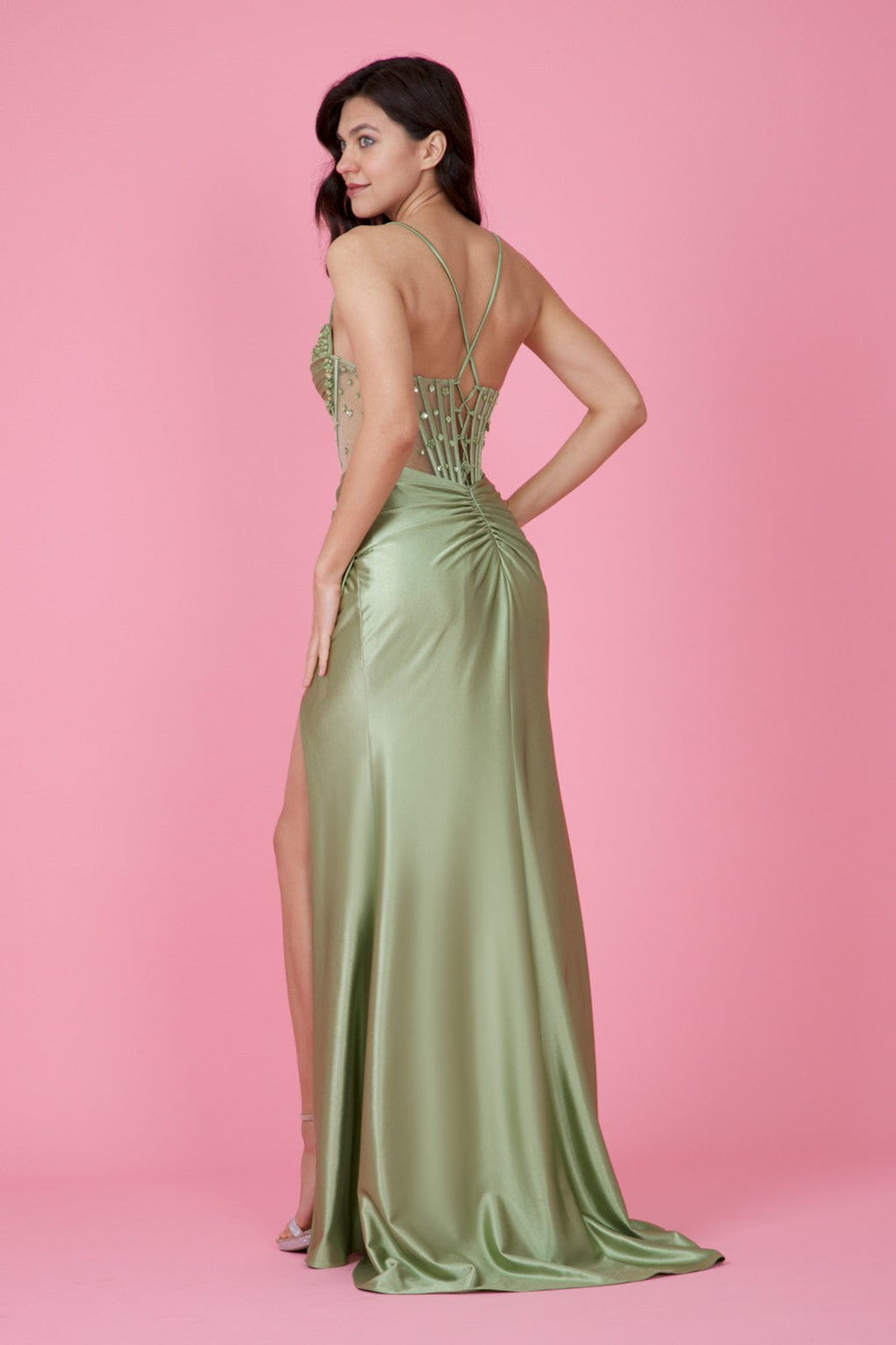 Long Beaded Formal Corset Prom Dress Wholesale
