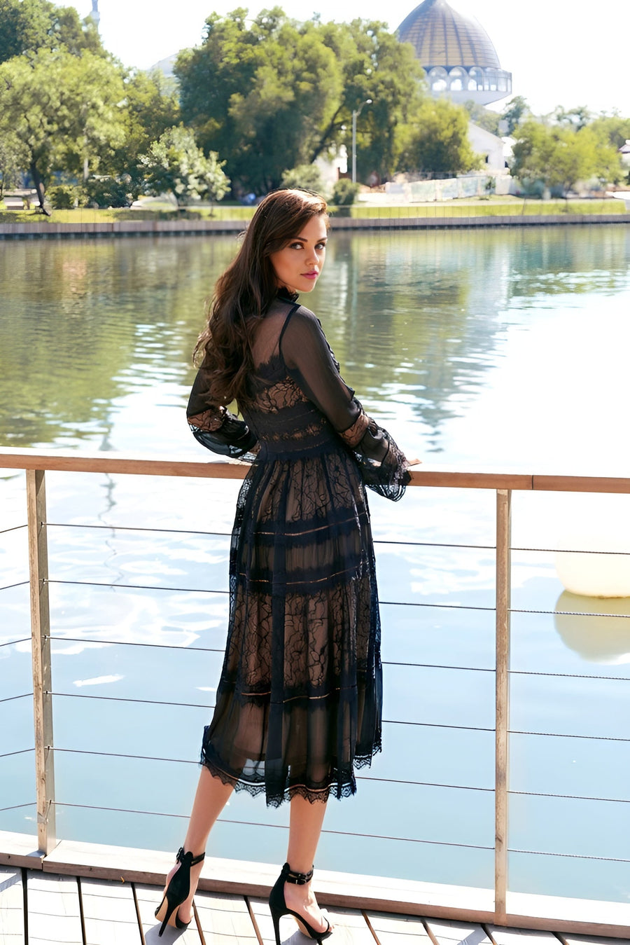 Long Sleeve Lace Formal Black Cocktail Dress Wholesale