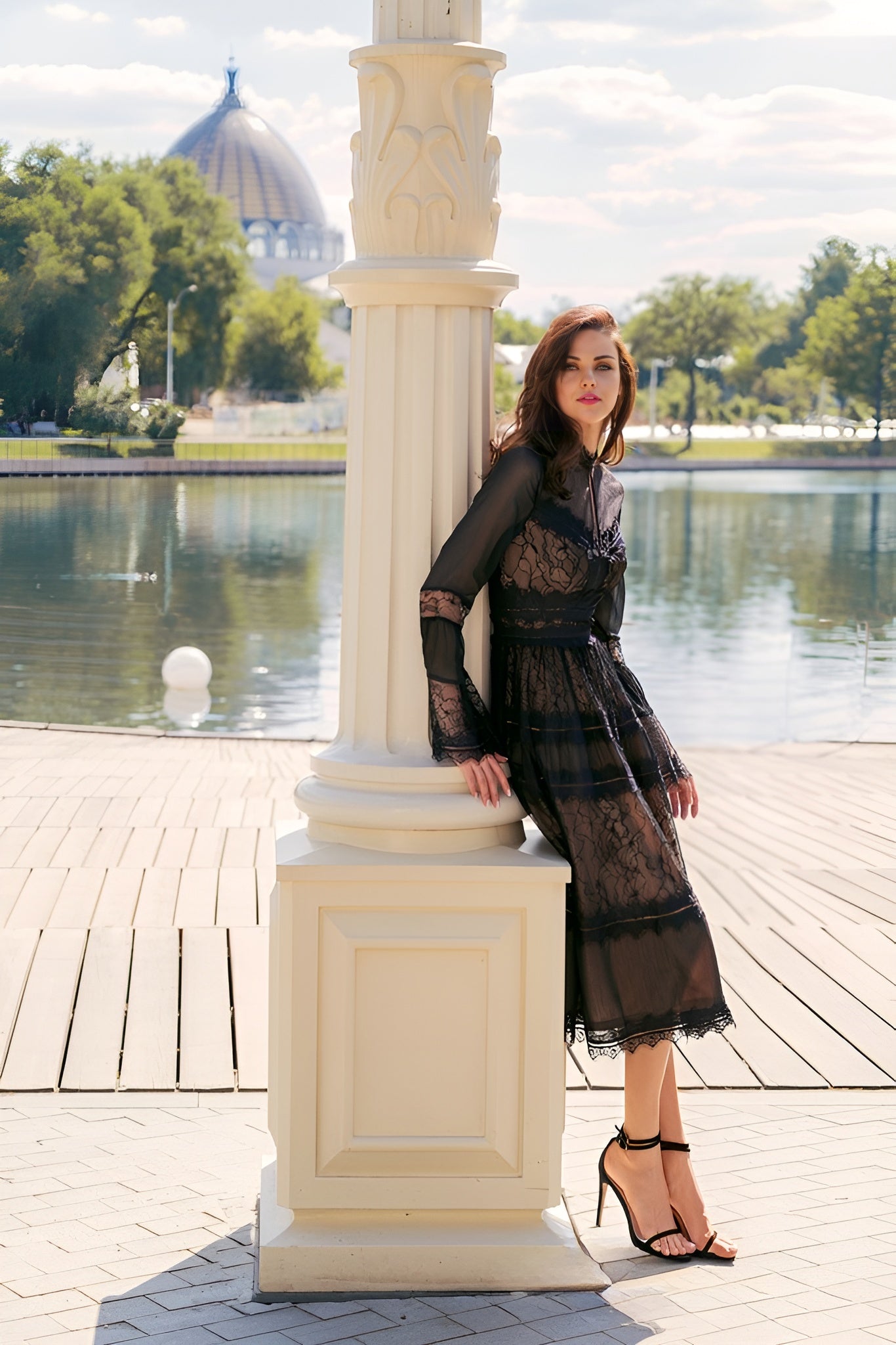 Long Sleeve Lace Formal Black Cocktail Dress Wholesale
