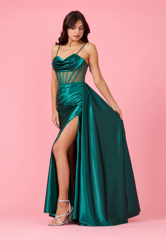 Long Cowl Corset Formal Prom Dress Wholesale