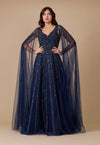 Cape Sleeve Heavy Beaded Couture Formal Dress Wholesale