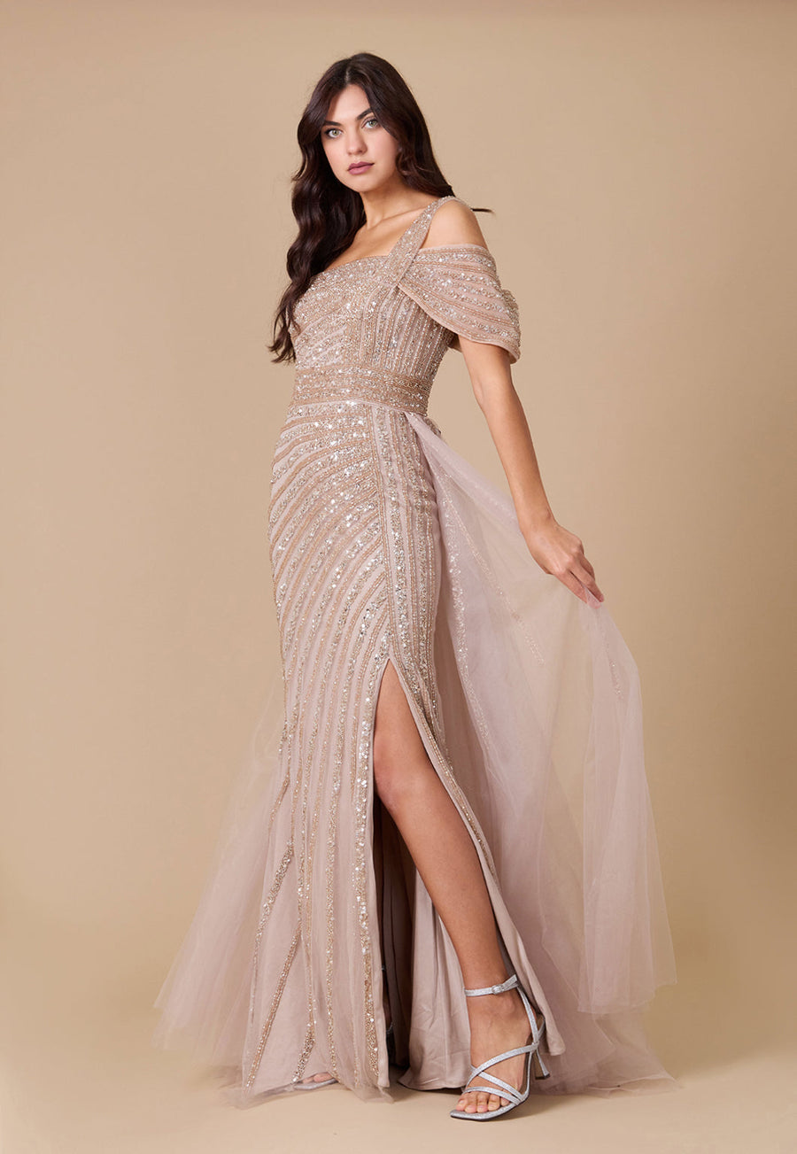 One Shoulder Hand Beaded Formal Couture Dress Wholesale