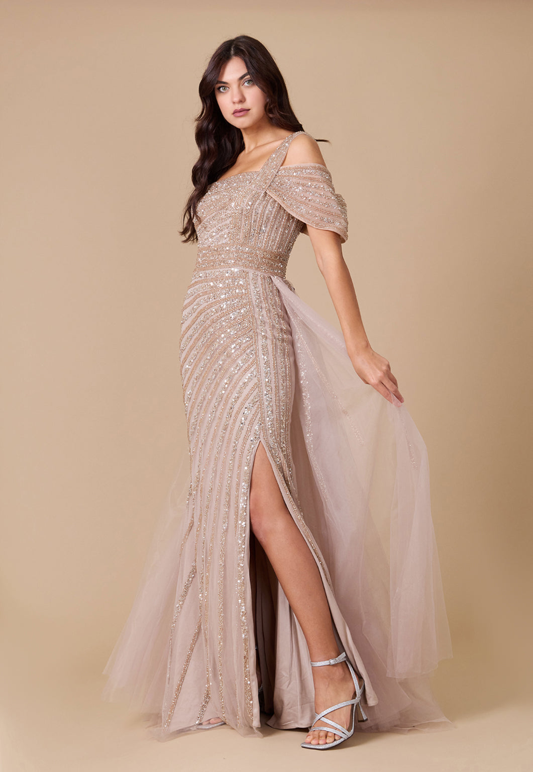 One Shoulder Hand Beaded Formal Couture Dress Wholesale