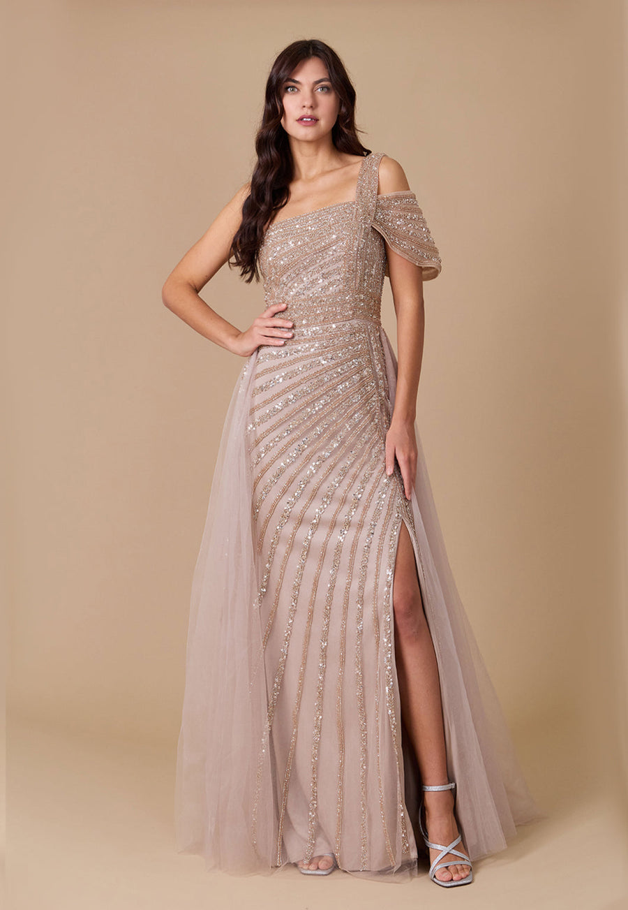 One Shoulder Hand Beaded Formal Couture Dress Wholesale