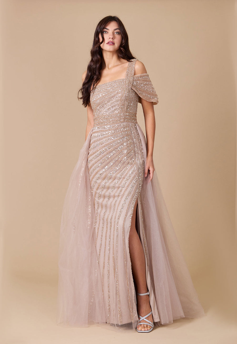 One Shoulder Hand Beaded Formal Couture Dress Wholesale