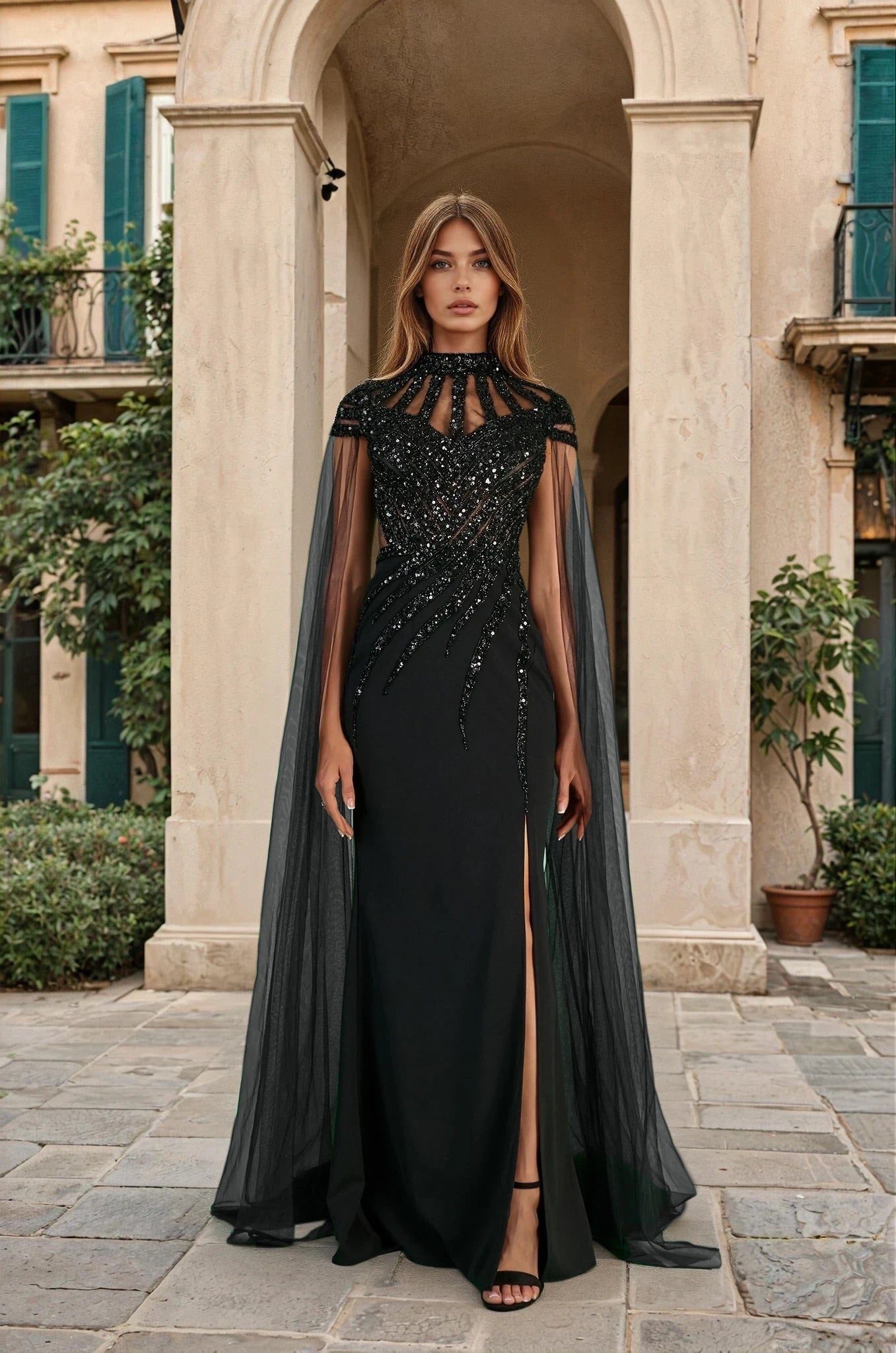 Luxury Couture Beaded Black Formal Dress Wholesale