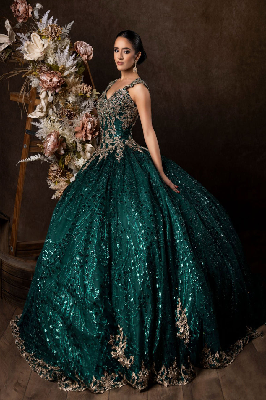 Long Cap Sleeve Quinceanera Ball Gown Wholesale