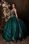 Long Cap Sleeve Quinceanera Ball Gown Wholesale