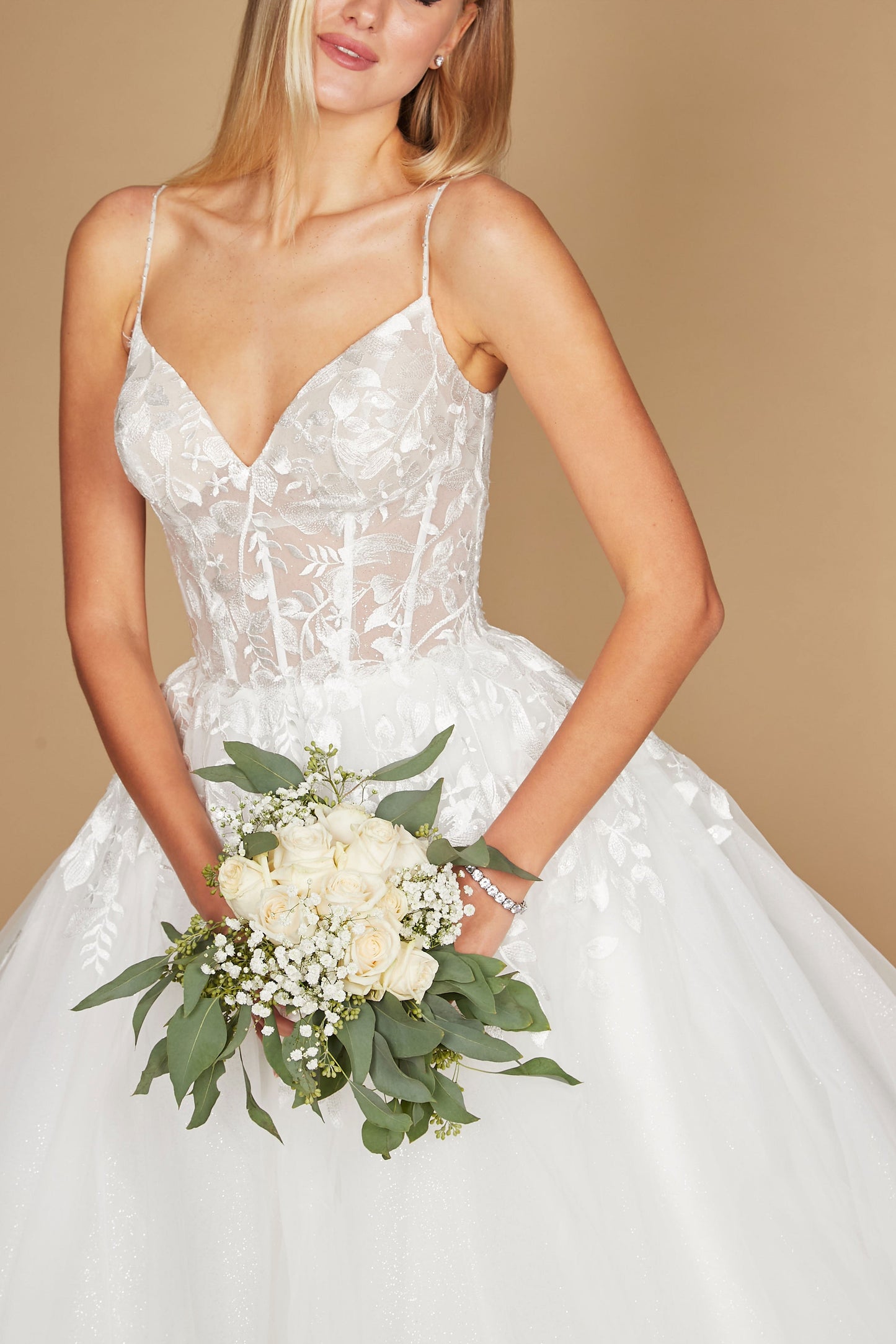 Simple Long Spaghetti Strap Wedding Dress Wholesale
