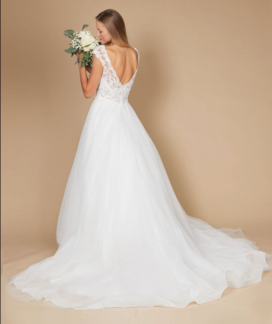 Long Cap Sleeve Lace Wedding Dress Wholesale