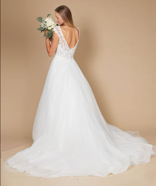 Long Cap Sleeve Lace Wedding Dress Wholesale