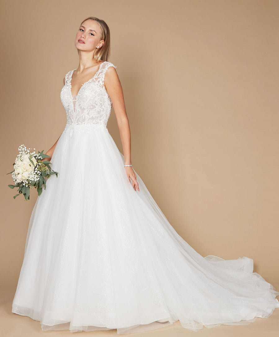 Long Cap Sleeve Lace Wedding Dress Wholesale