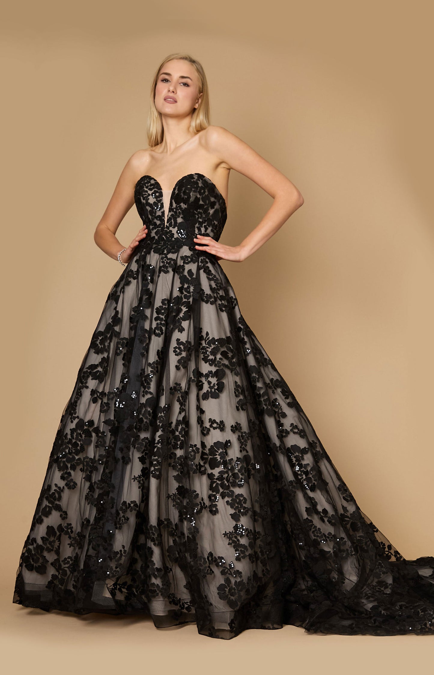 Long Black Tie Formal Couture Ball Gown Wholesale