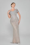 Short Sleeve Hand Beaded Formal Couture Dress Wholesale