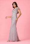 Short Sleeve Hand Beaded Formal Couture Dress Wholesale