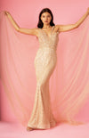 Long Sequin Cape Couture Evening Dress Wholesale