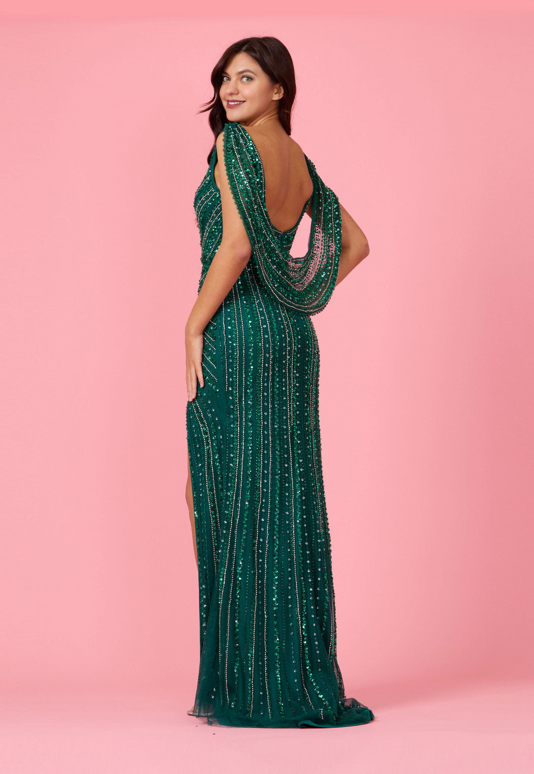 Long Couture Formal Hand Beaded Evening Dress Wholesale