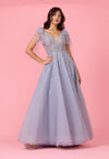 Short Sleeve Silver Formal Evening Dress Wholesale