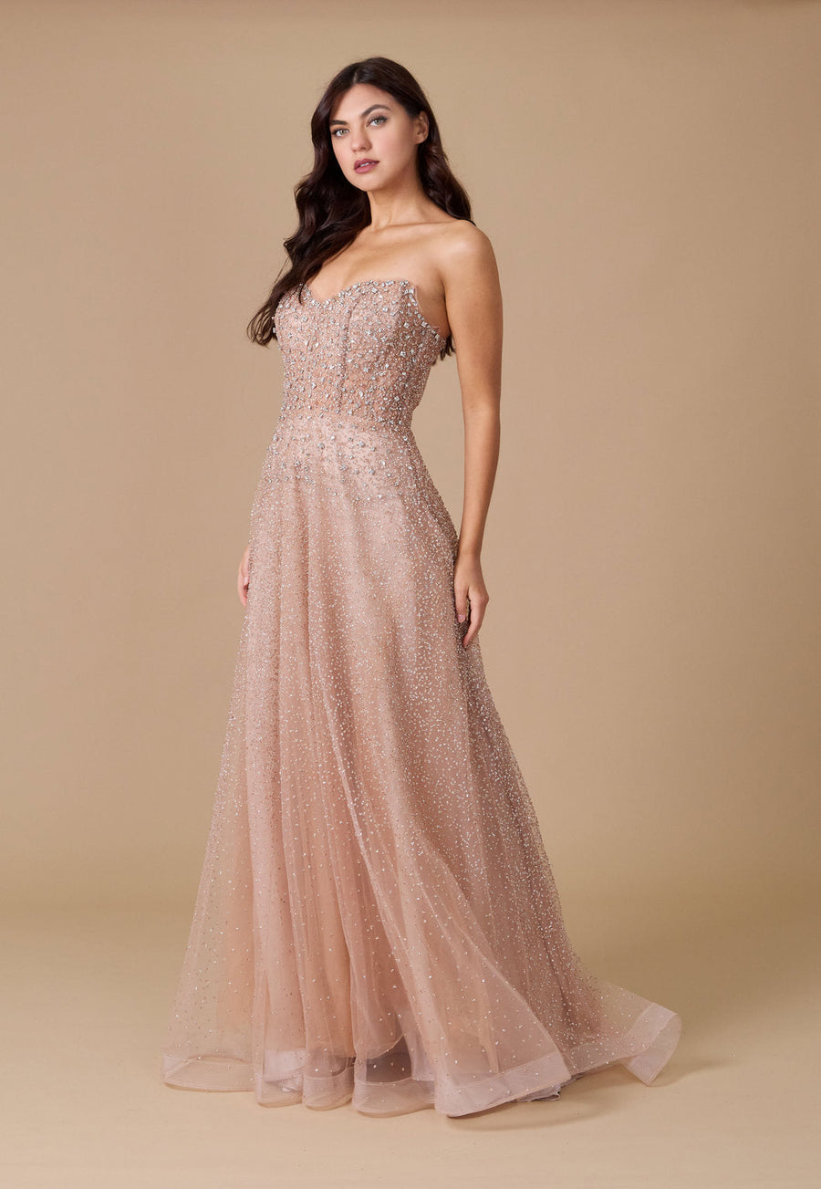 Long Strapless Hand Beaded Formal Couture Dress Wholesale