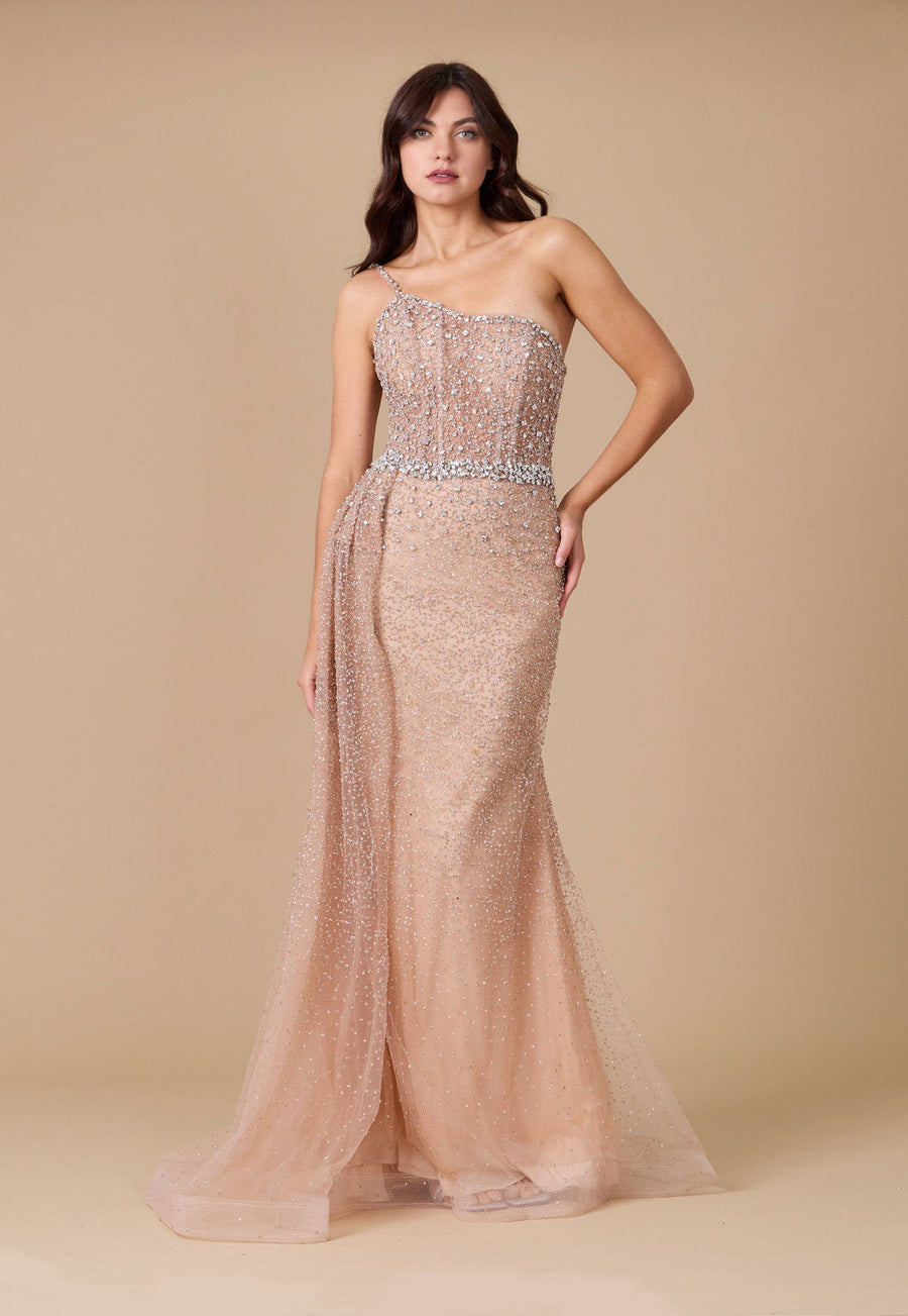 Off Shoulder Hand Beaded Couture Evening Dress Wholesale