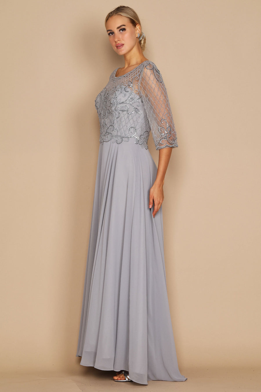 Long Sleeve Hand Beaded Mother of The Bride Dress Wholesale