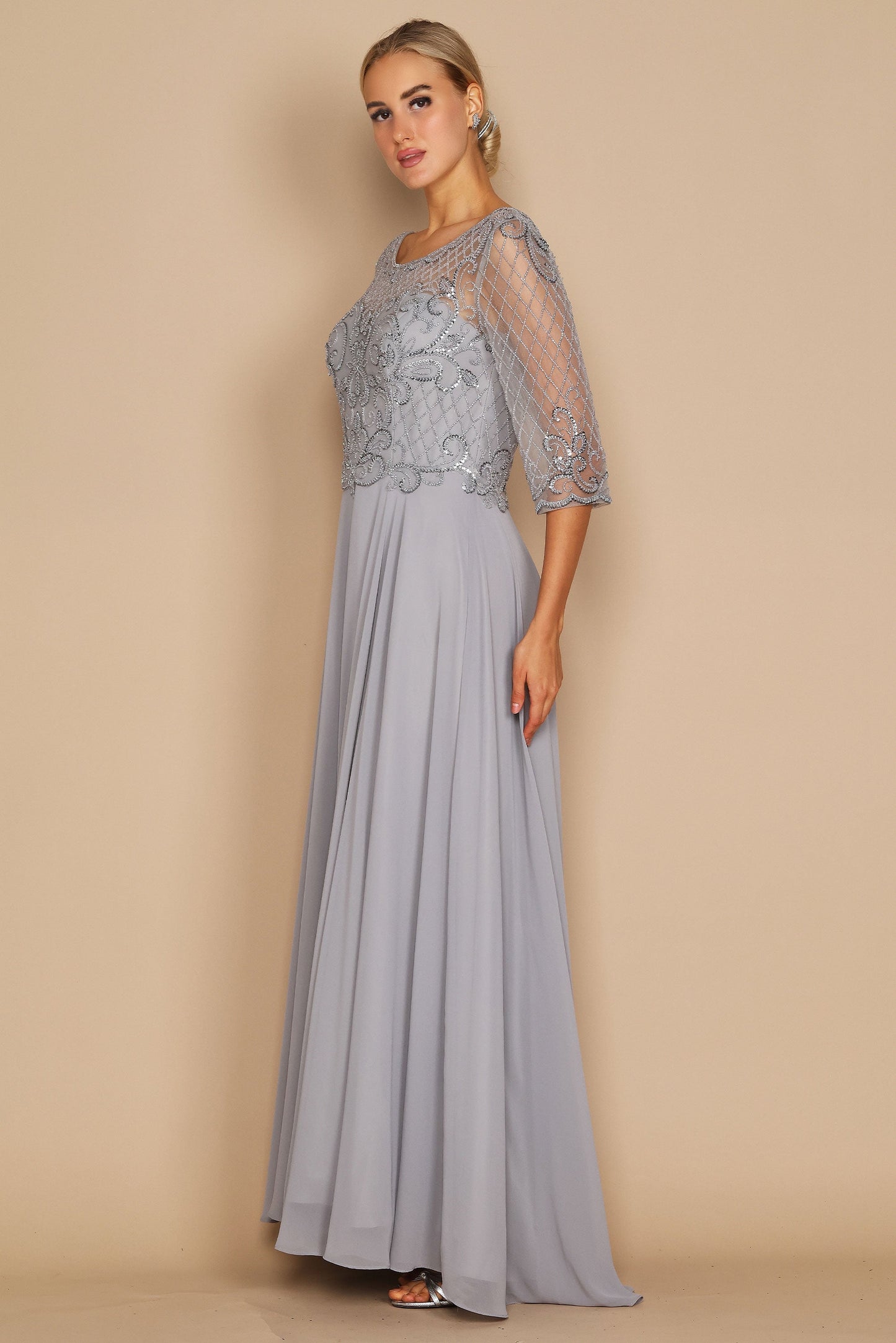Long Sleeve Hand Beaded Mother of The Bride Dress Wholesale
